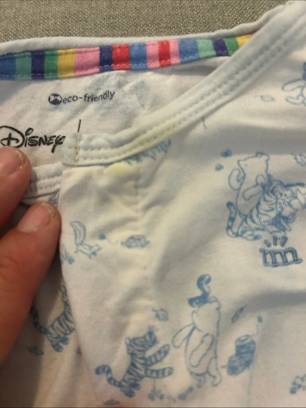 Disney Winnie the Pooh Baby Blue & White Footed One-Piece